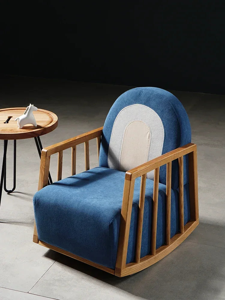 Nordic children's leisure rocking chair home living room baby solid wood sofa chair simple modern bedroom backrest chair