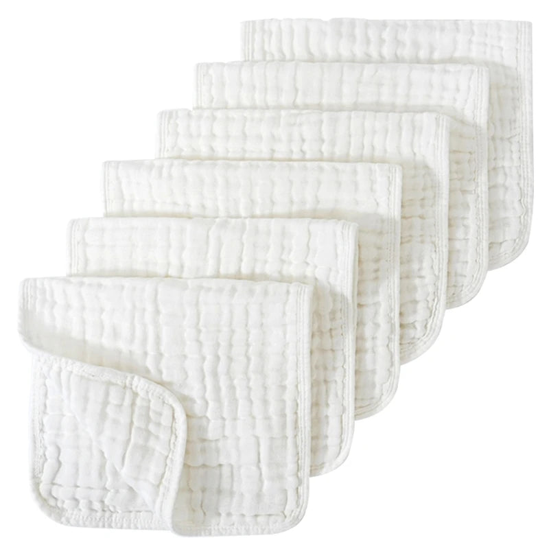 6pcs/lot Muslin 6 layers Cotton Soft Baby Towels Baby Face Towel Handkerchief Bathing Feeding Face Washcloth Wipe Burp Cloth
