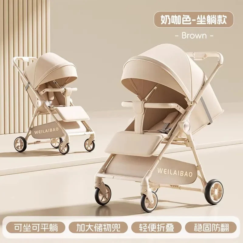 2025 New High-view Lightweight Stroller Foldable, Can Sit or Lie Down Portable Travel Stroller for Children