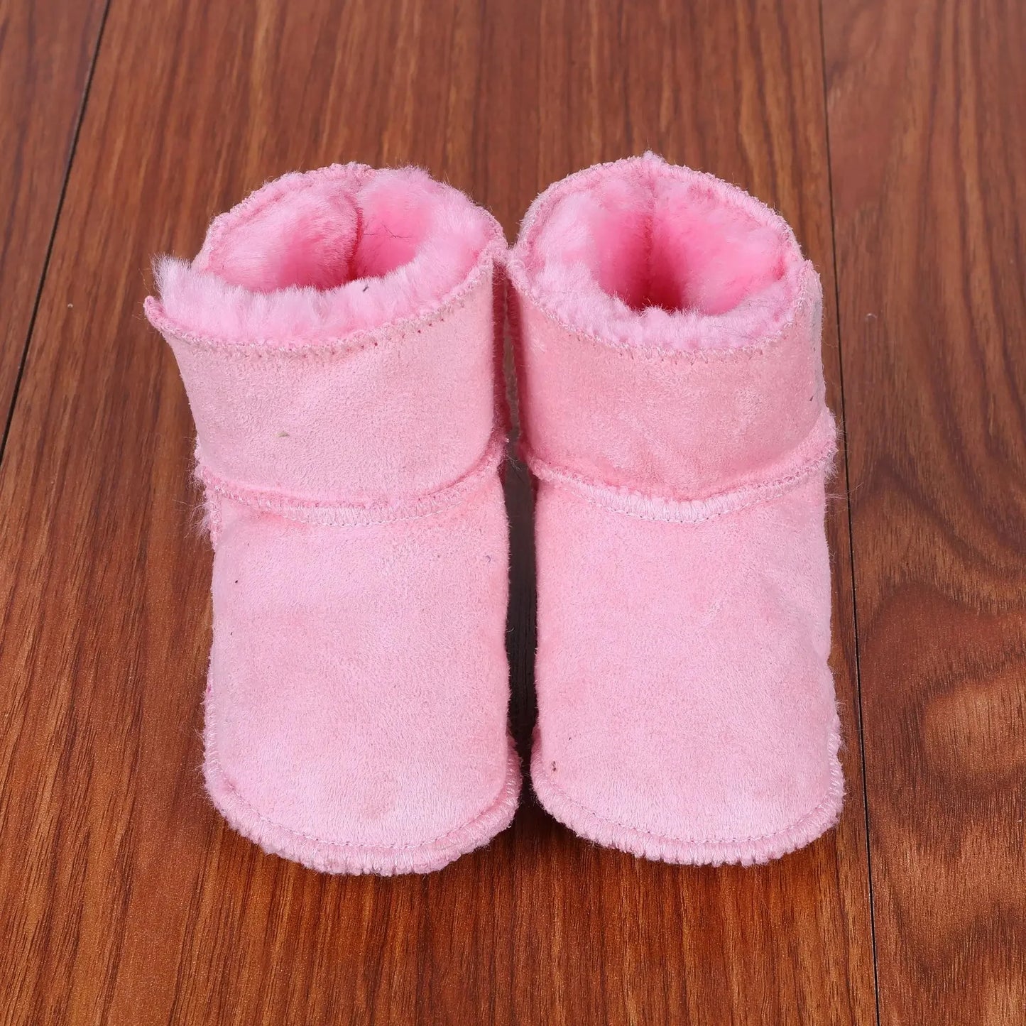 Baby Shoes Soft Bottom Anti-Slip Walking Shoes Leatherette Faux Fur Integrated Design Breathable Comfortable Children Footwear