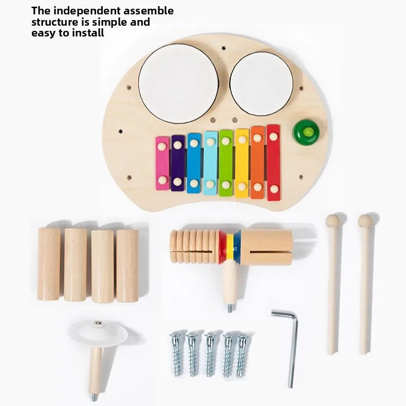 Wooden Xylophone Drum Set Music Table Toys for Baby Montessori Toddlers Musical Instruments Toys Drum Percussion Instruments Toy