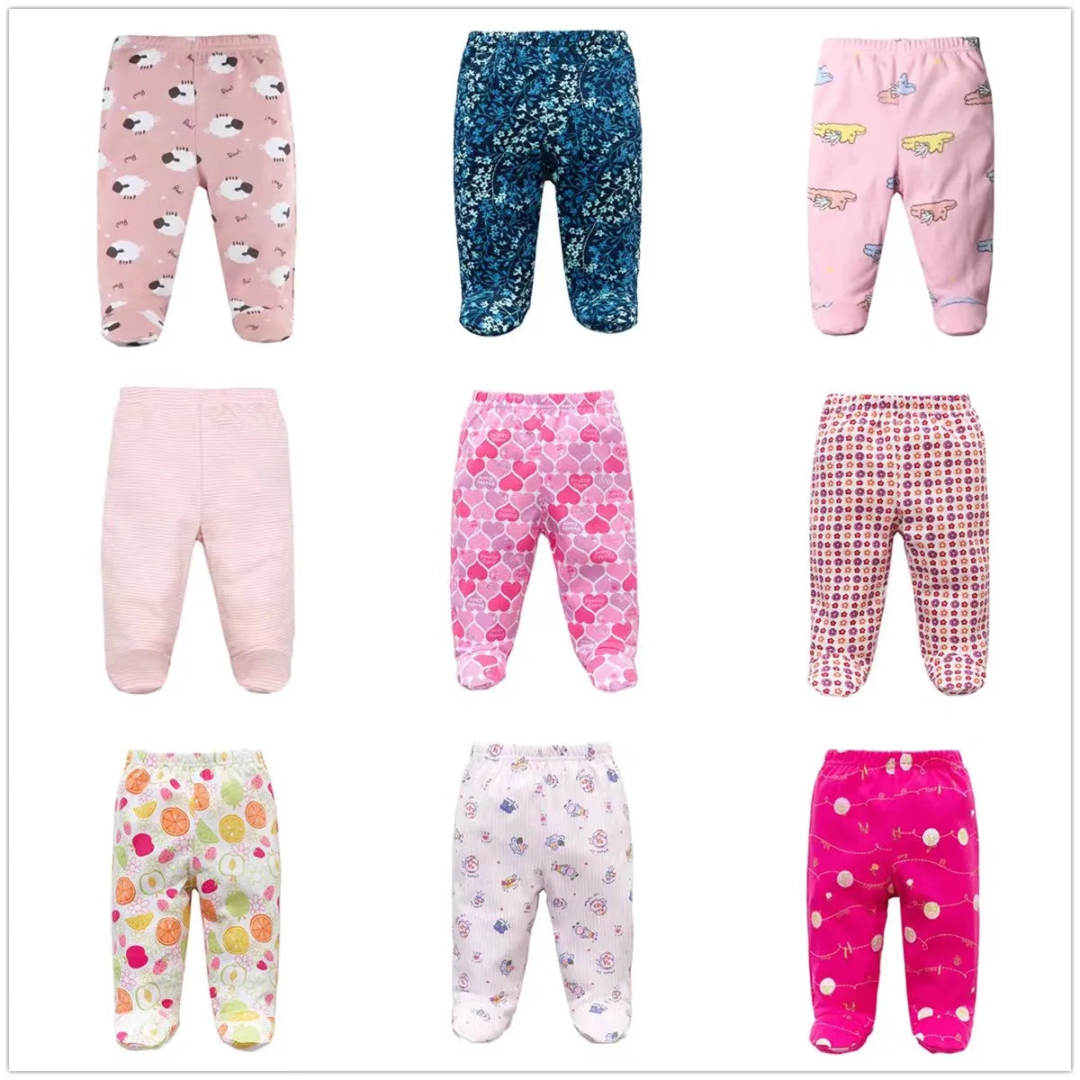 3Pcs/lot Infant Trousers Baby Boys Leggings Elastic Waist Cartoon Cotton Newborn Baby Girls Pants Spring Kids Clothing 0-12M