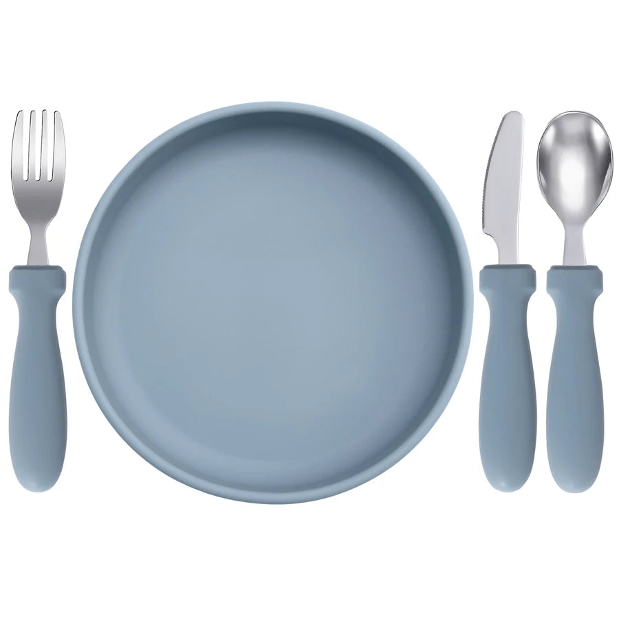 Infant Feeding Set – Silicone Plate, Spoon & Fork