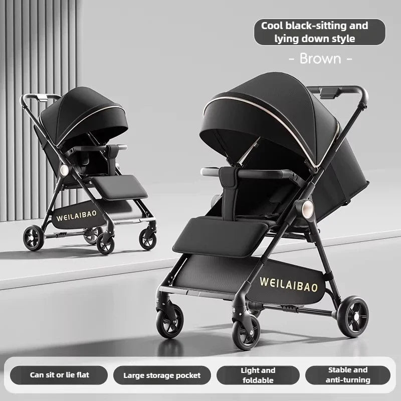 2025 New High-view Lightweight Stroller Foldable, Can Sit or Lie Down Portable Travel Stroller for Children