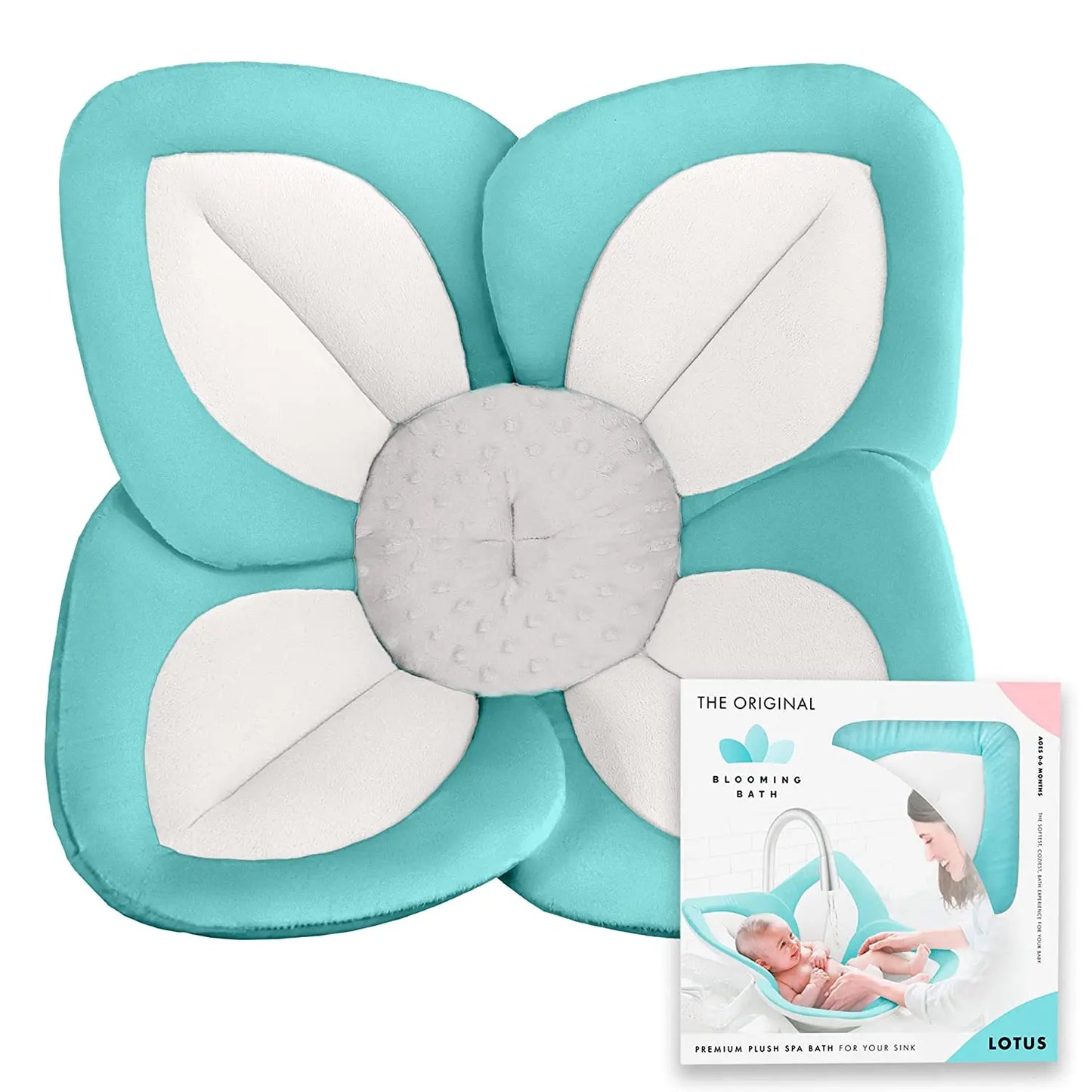 Blooming Bath Lotus Baby Bath Seat Plush Minky Baby Sink Bathtub Mat Cushion Safe Flower Seat for Newborns