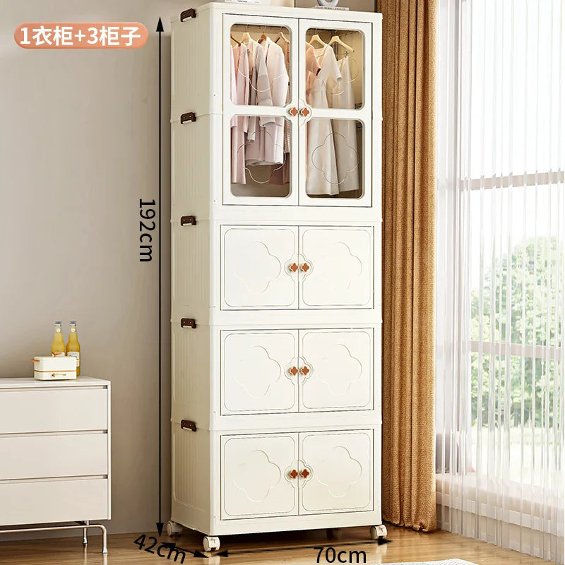 Children's Wardrobe, Bedroom, Home Storage Cabinet, Baby Storage Bin, Toy Clothing Storage Box Plastic Folding Organizer Cabinet