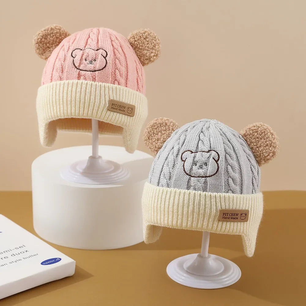 Cute Bear Knit Hat – Warm Baby Winter Cap