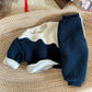 Baby Boy 2PCS Winter Set – Blue & White Fleece Top & Pants, 0–3Y