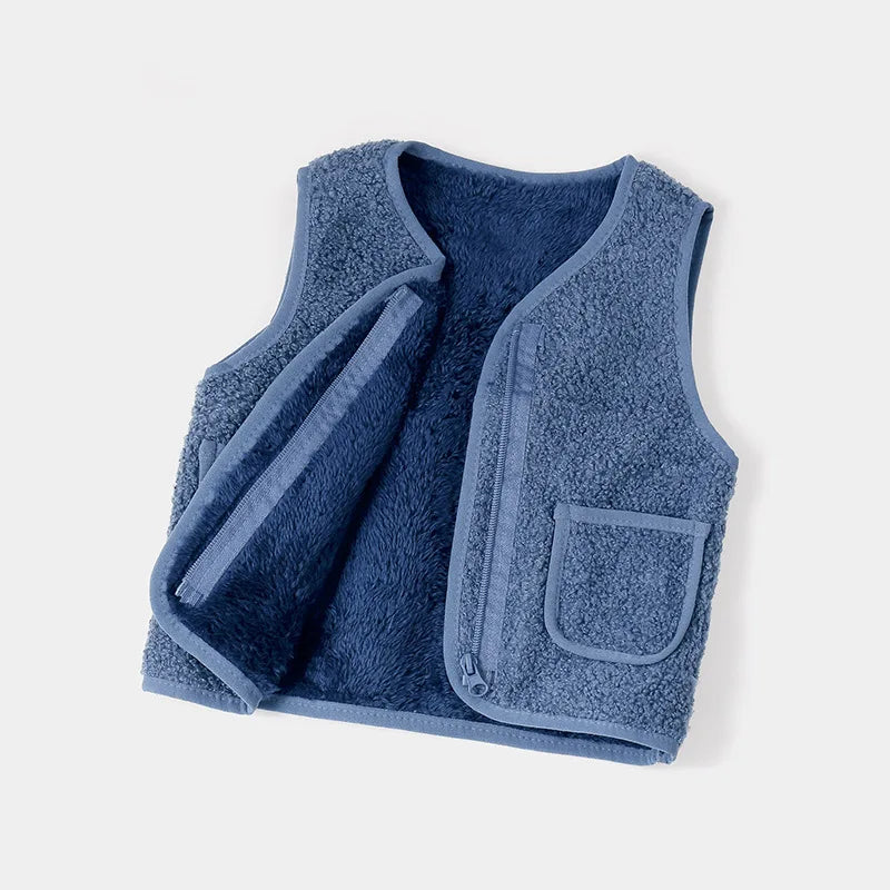 Autumn Winter Kid Vest Fur Baby Girl Boy Clothes Fleece Vests Zipper Coat Jacket Sleeveless Children Snow Outfits Waistcoat Warm