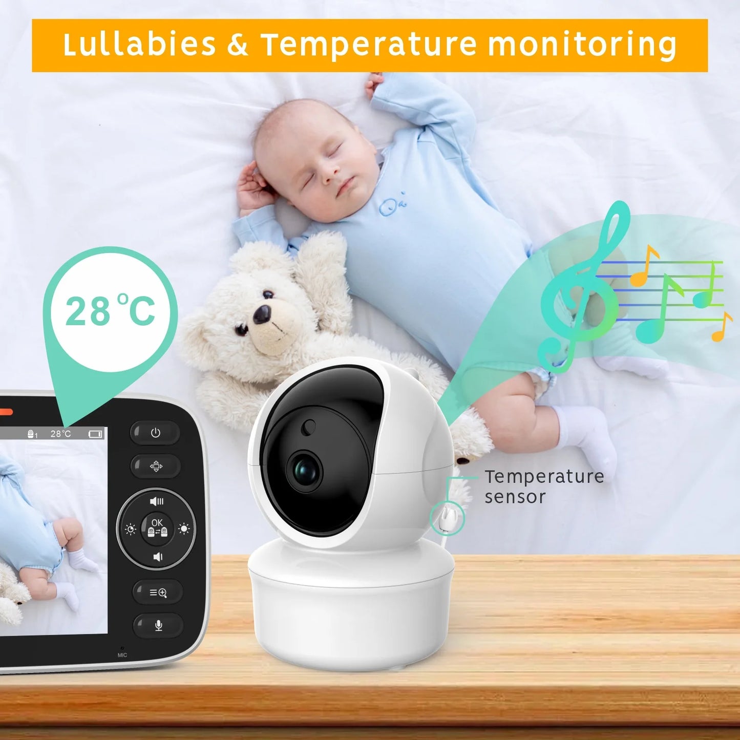 5″ HD Baby Monitor SM530A 720P Night Vision Lullabies