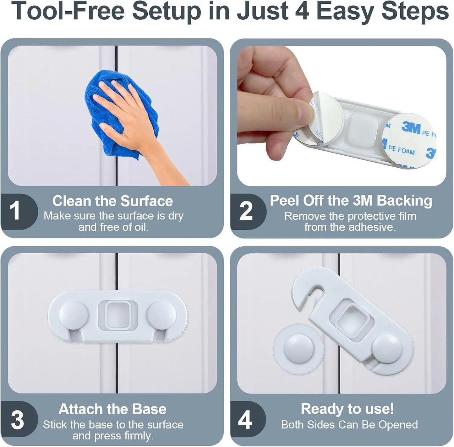 Child Proof Refrigerator Lock, Baby Safety Locks for Fridges, Cabinets, Drawers, Double Doors and More, Ergonomically Designed