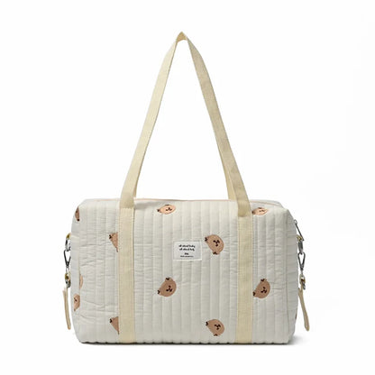 Cotton Diaper Bag – Embroidered Floral Maternity Shoulder Tote