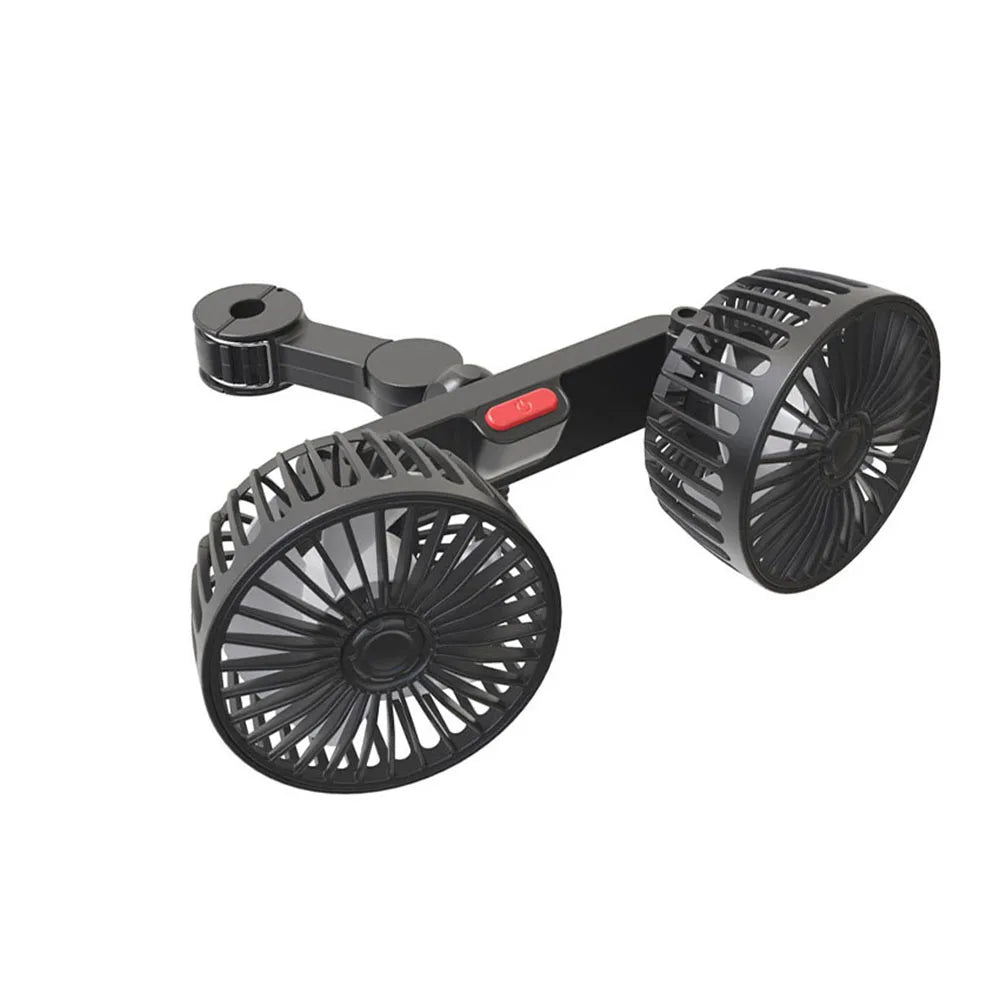 New Car Fan 3-speed Car Seat Back Cooling Fan 360° Rotation Double Head Car Back Seat Fan 5 Fan Blades for Summer Car Accessorie