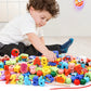 Monterssori Beaded Wooden Toys Baby Cartoon Fruit Animal Stringing Wooden Beads Toys Children's Educational Games