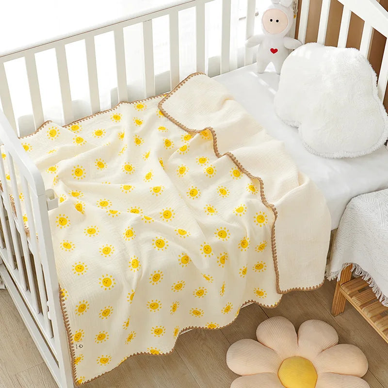 Newborn Gauze Bath Towel & Crinkle Blanket - INS Style Soft Breathable Cover Versatile for Nap Car Use Infant Swaddle Blanket
