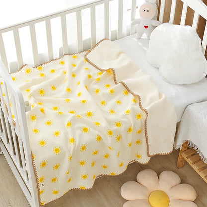 Newborn Gauze Bath Towel & Crinkle Blanket - INS Style Soft Breathable Cover Versatile for Nap Car Use Infant Swaddle Blanket