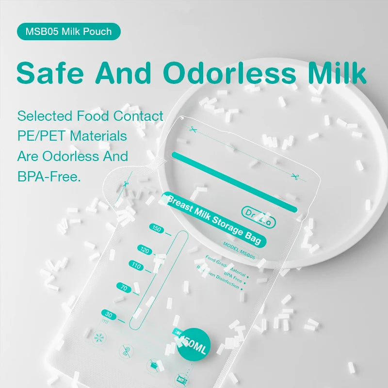 MAMIJOY  100Pcs 150ML Breast Milk Storage Bag Disposable Small Capacity Frozen Milk Storage Bag BPA Free Safe Feeding Bags