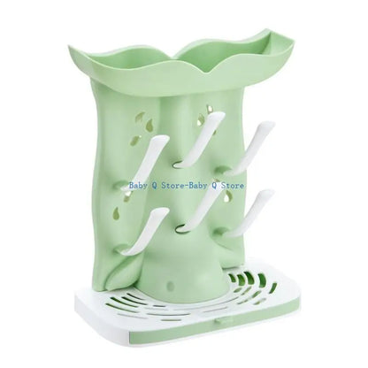 X5XE Baby Bottle Drying Rack with 6 Pegs Space Saving Countertop Organizers Vertical Bottle Drying Stand ABS for Baby Bottles