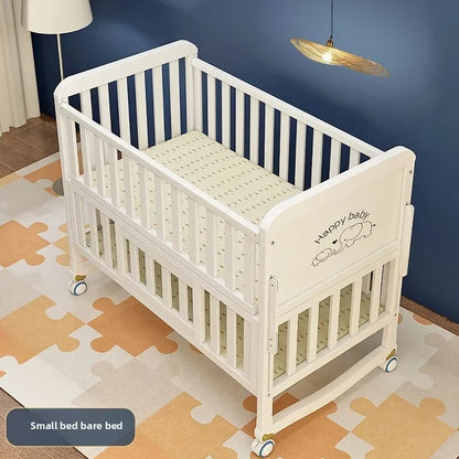 Luxury Solid Wood Baby Crib Multifunctional Convertible Bed with Bassinet Wheels Nest Bed  Wooden Convertible Baby Crib Movable