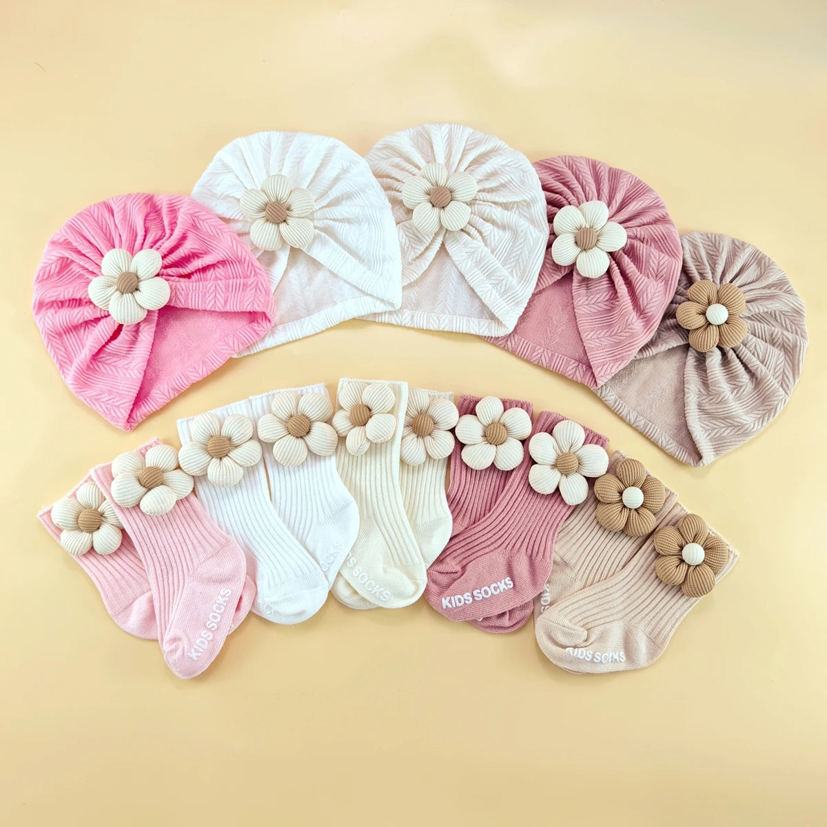 Soft Newborn Baby Hat and Anti-Slip Socks Set