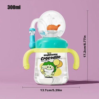 300ml Gravity Ball Straw Cup Leak-Proof Baby Training Cup Kids Water Bottle Leak Proof Spray Drinking Cup for Boys Girls