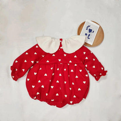 HY22381 Korean Style Princess Suit for Baby Autumn Winter Fleece Lined Warm Romper Baby Clothes Footless Bodysuit Infant Fashion