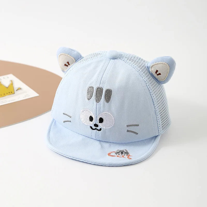 Summer Kids Mesh Baseball Cap Cute Cartoon Cat Hat