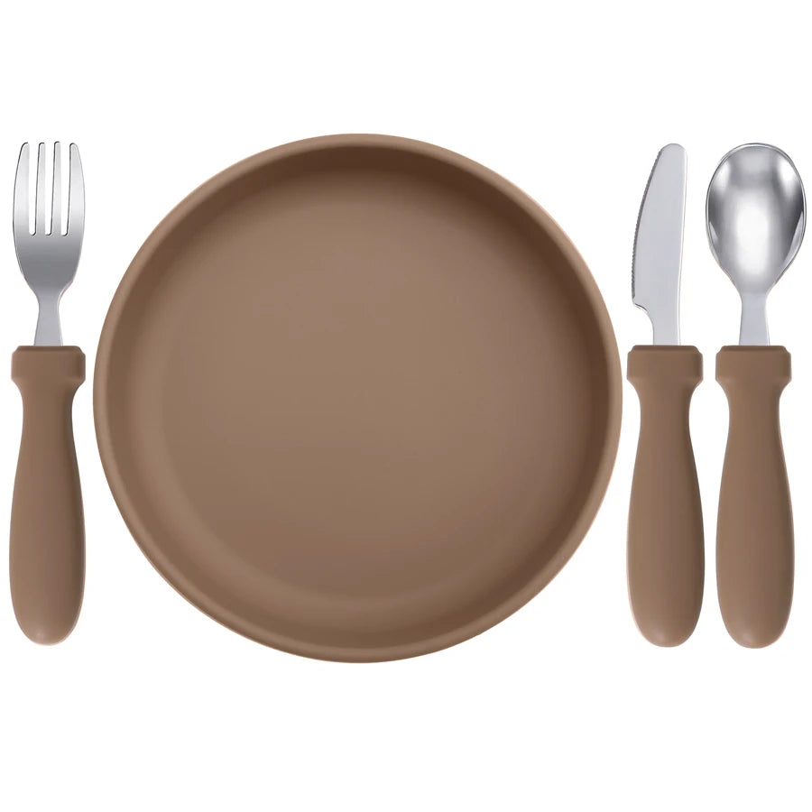 Infant Feeding Set – Silicone Plate, Spoon & Fork