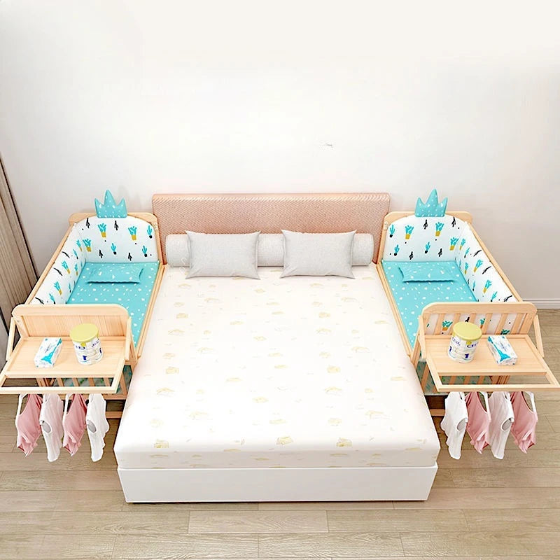 Solid Wood Baby Crib Convertible Toddler Bed Movable Newborn Bassinet Cradle Multi Functional Infant Bed For Babies Boys Girls