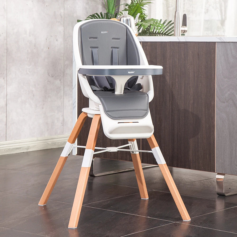 ASTM latest baby chair 360rotating high chair Detachable secure Wooden Baby Highchair