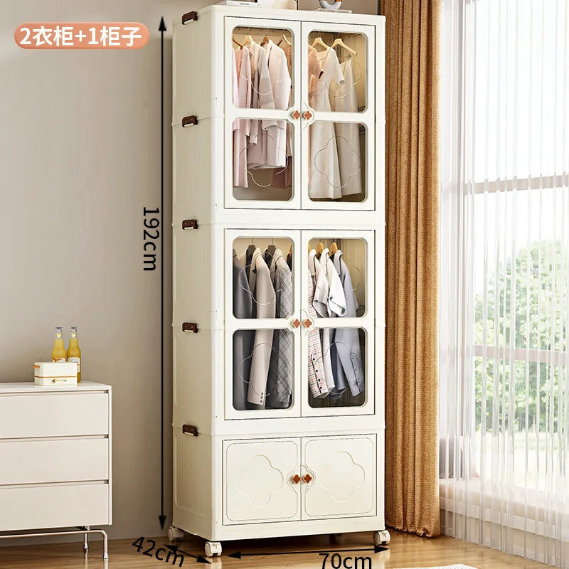 Children's Wardrobe, Bedroom, Home Storage Cabinet, Baby Storage Bin, Toy Clothing Storage Box Plastic Folding Organizer Cabinet