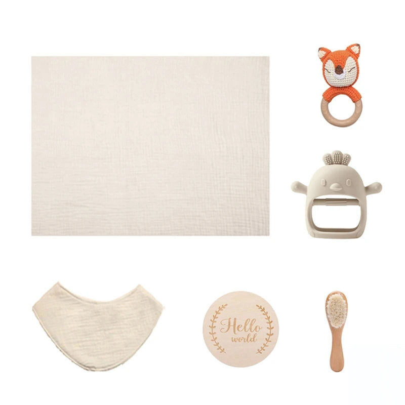 Baby Bath & Teether Gift Set – Silicone Toys, Rattle & Milestone Cards