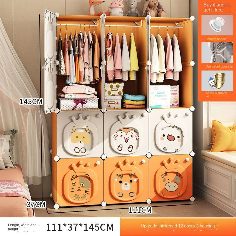 Home Bedroom Furniture Folding Wardrobe Clothes Cabinets Simple Dressers Cube Storage Locker Baby Closet Plastic Collapsible