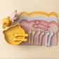 5PCS Baby Silicone Tableware Waterproof Placemat Soft Spoon Fork Suction Baby Dishes Sippy Cup Feeding Training Baby Dinner Set