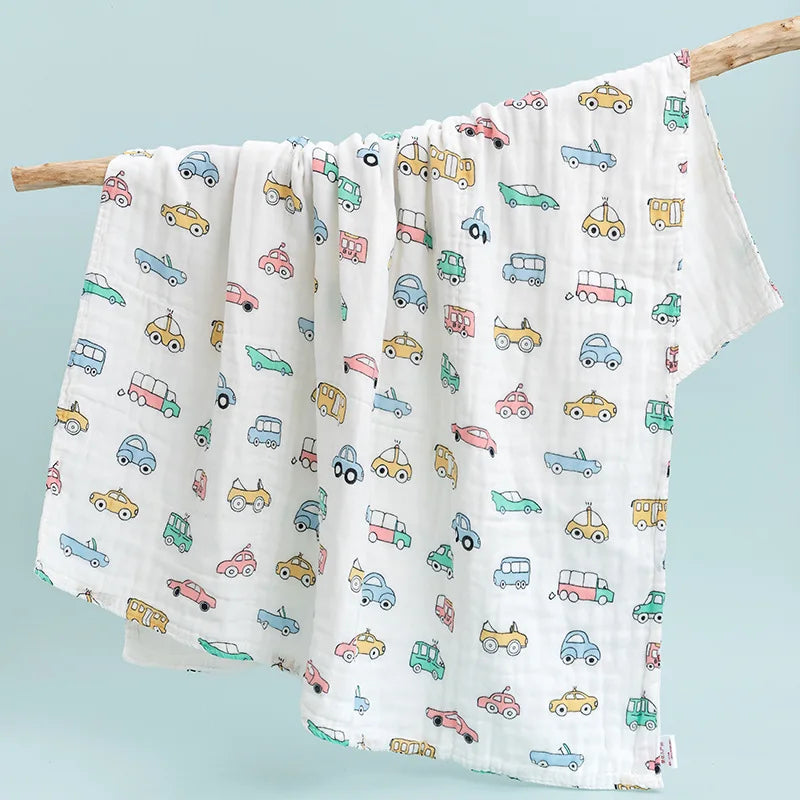 Size 110*110CM 1PC 6 Layers Muslin Cotton Fiber Muslin Baby Swaddles Soft Newborn Wrap Multifunction Infant Blankets Bath Towel