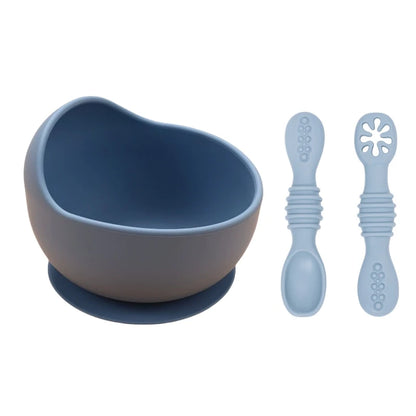 Ensemble d'apprentissage de l'autonomie alimentaire pour tout-petits – Bols en silicone avec couverts