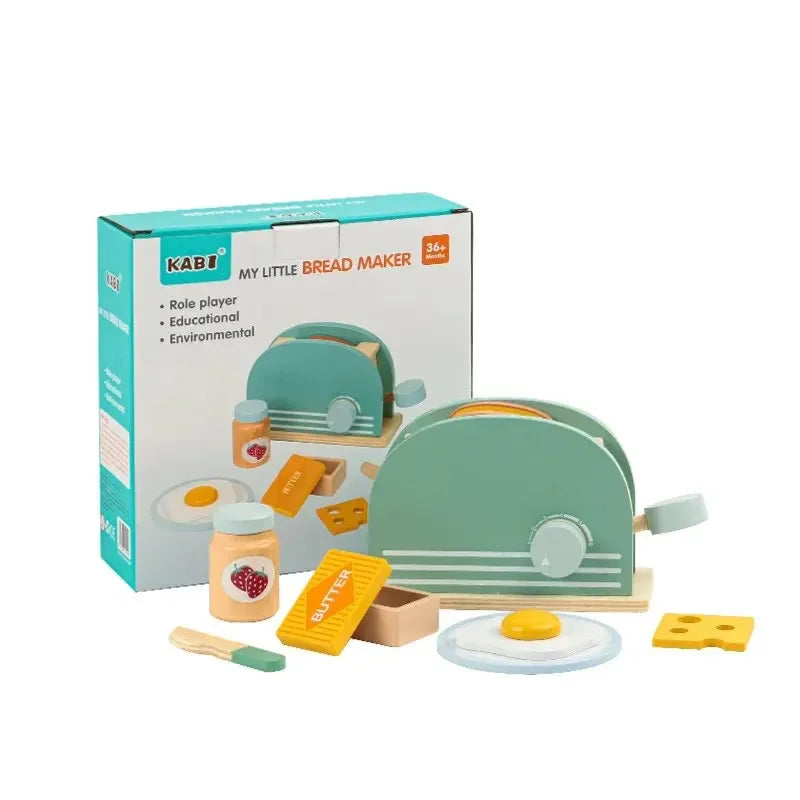 Wooden Toaster Toy – Pretend Play Breakfast Set for Kids