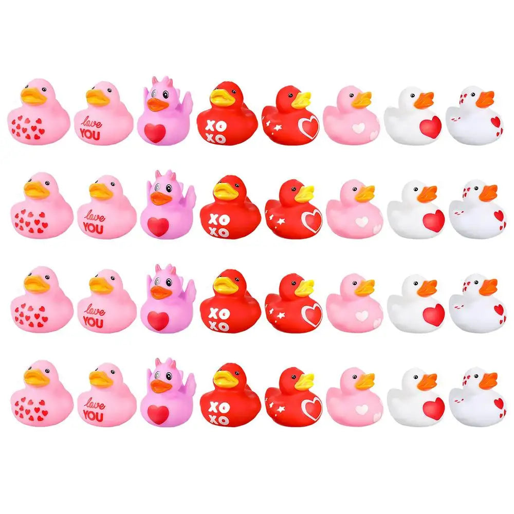 Creative bath Duck for Kids Shower 24pcs Rubber Duck Decorations for Car Dashboard Accessories Valentine's Day festival parties
