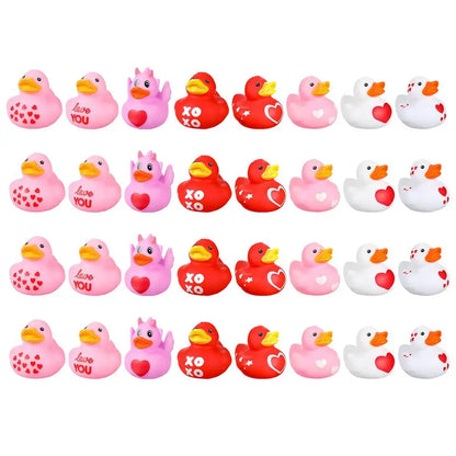 Creative bath Duck for Kids Shower 24pcs Rubber Duck Decorations for Car Dashboard Accessories Valentine's Day festival parties