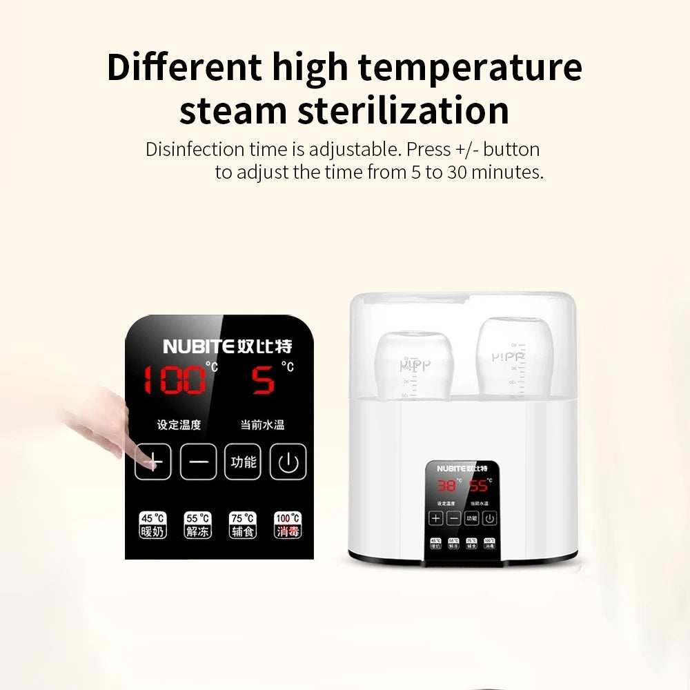 8-in-1 Multi function Baby Bottle Warmer Heater Sterilizer Fast Milk Warmer with Timer Breast Milk or Formula Fits 2 Bottles