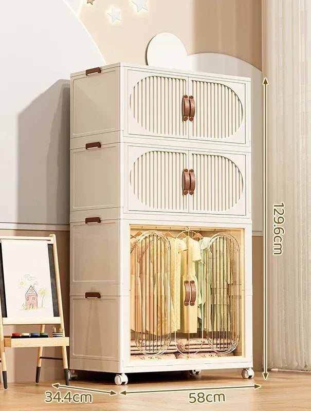 Children's Wardrobe Bedroom Closet Cabinet Baby Storage Box Toy Clothes Organizer Locker Folding Sorting Partition Wardrobe