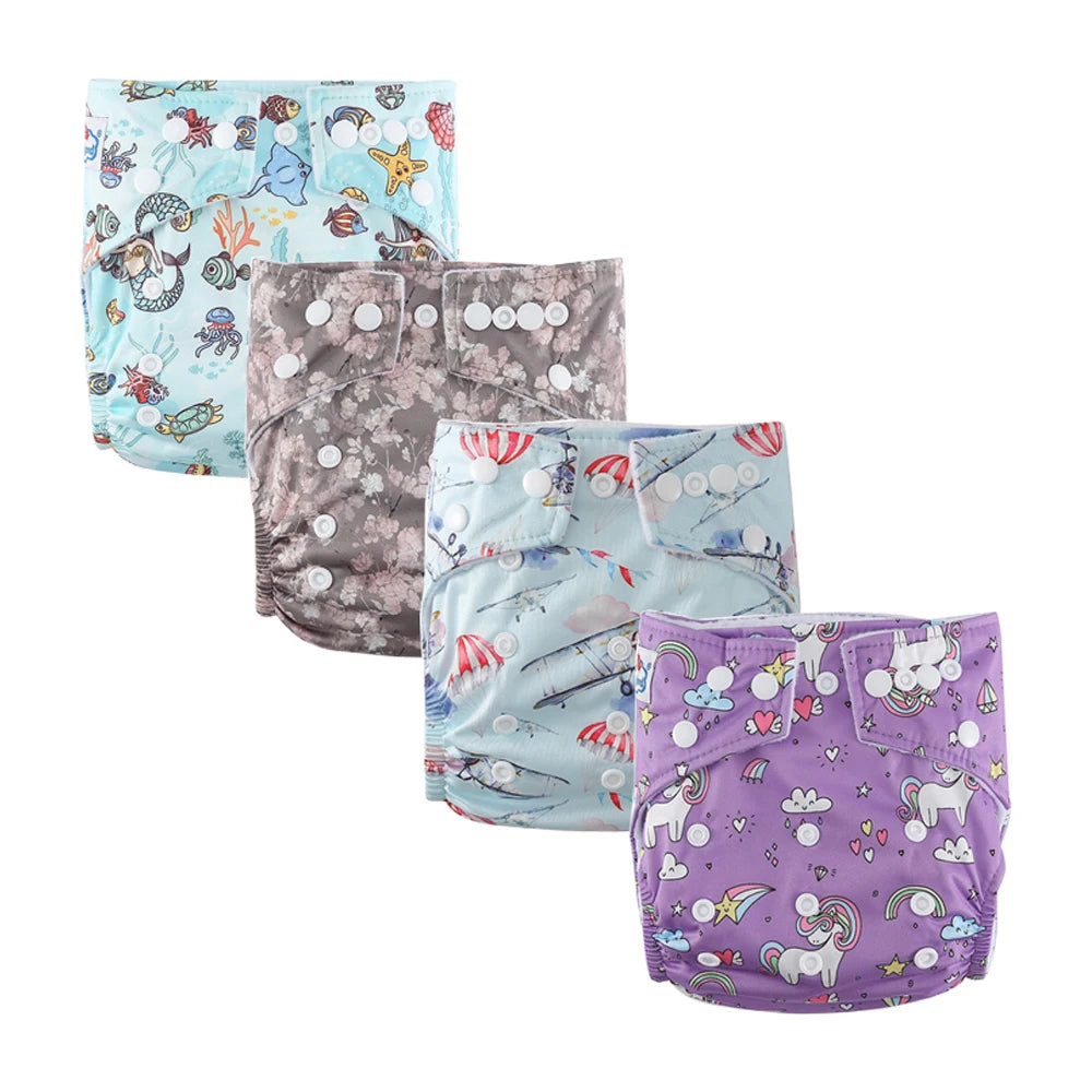 Babyland Reusable Cloth Diapers – 4-Pack Waterproof & Eco-Friendly for Sensitive Skin