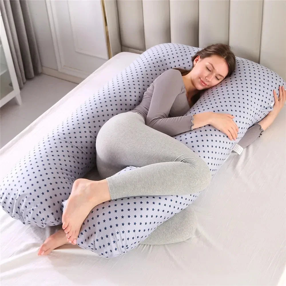 Body Pillow for Pregnant Women Multifunctional Pure Cotton Belly Waist Leg Full Body U-Shaped Cushion Maternity Long Pillow