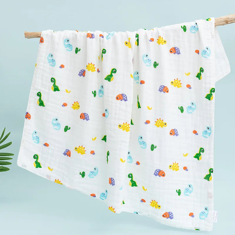 Size 110*110CM 1PC 6 Layers Muslin Cotton Fiber Muslin Baby Swaddles Soft Newborn Wrap Multifunction Infant Blankets Bath Towel