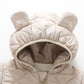 Autumn Winter Kids Boys Rompers Cotton Padded Bear Printed Thicken Newborn Boys Bodysuits Warm Argyle Hooded Infant Boy Jumpsuit