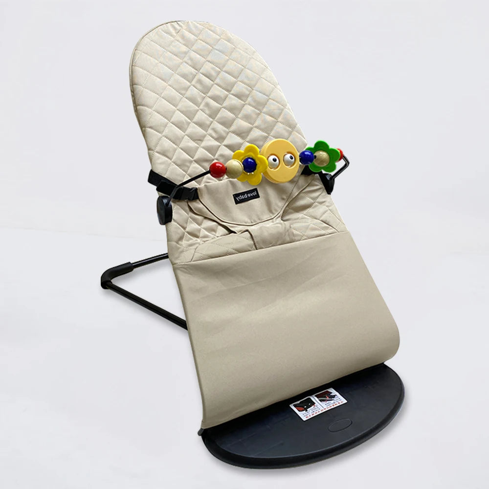AnGku Baby Rocking Chair Foldable Baby Swing Chair for 0-12 Months Three-speed Height Adjustment Baby Bouncer with Toys