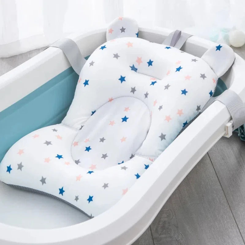 Baby Bath Seat Support Mat Infant Anti-Slip Soft Comfort Body Cushion Foldable Baby Bath Tub Pad Chair Newborn Bathtub Pillow