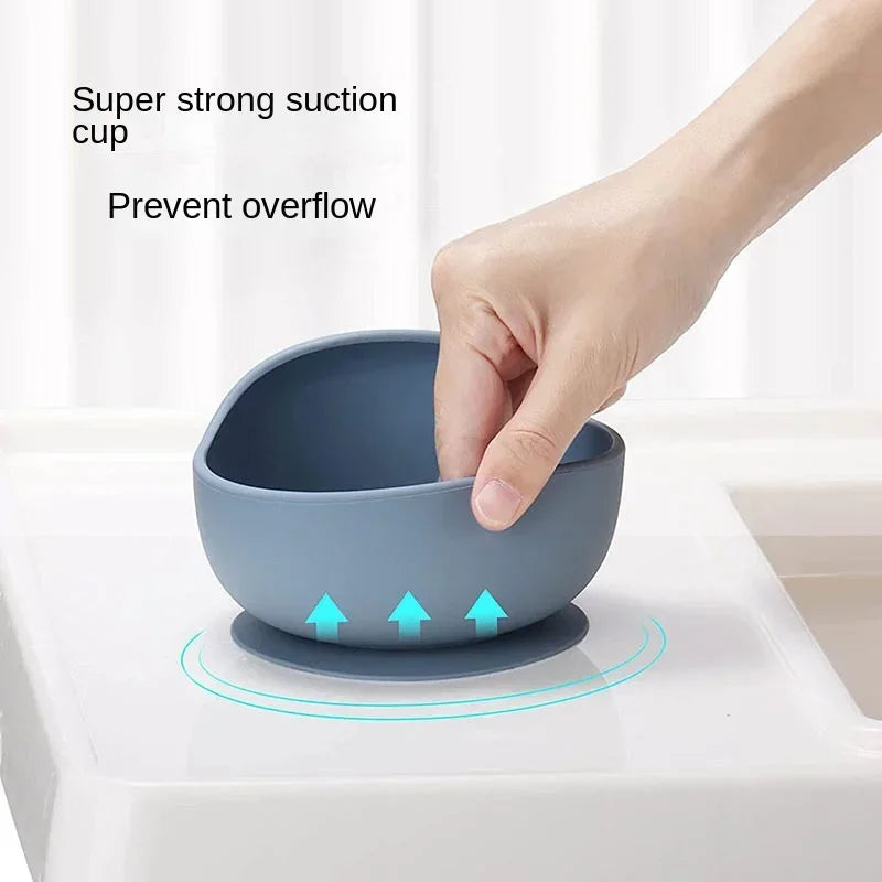 Ensemble repas pour tout-petit – Bol, cuillère et fourchette en silicone antidérapant