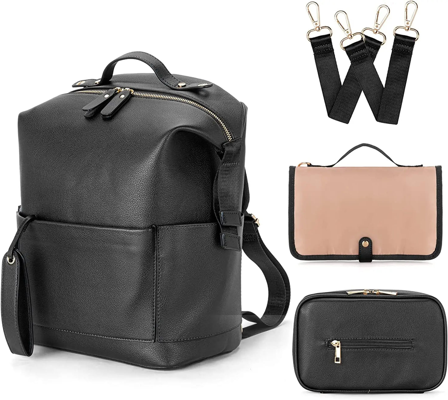 Infant & Baby PU Leather Diaper Bag – Nursing & Travel Friendly