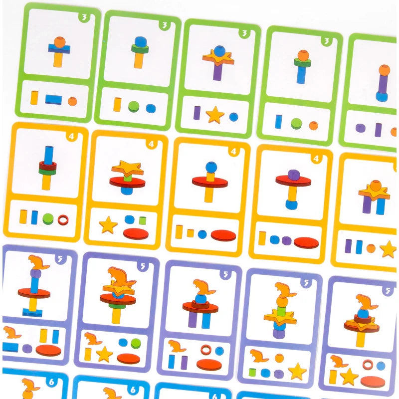 Wooden Stacking Blocks Shape Sorting Stacking Toy Montessori Game Wooden Board Game Chopsticks Balance Challenge Educational Toy